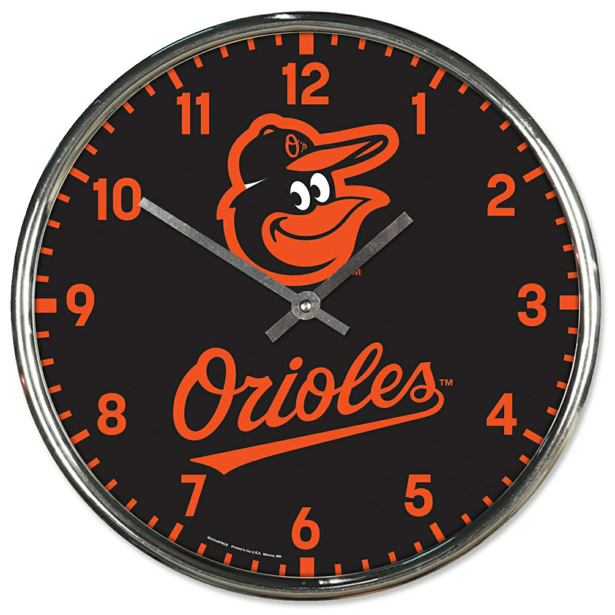 Baltimore Orioles Chrome MLB Team Design Wall Clock - Taass on sale