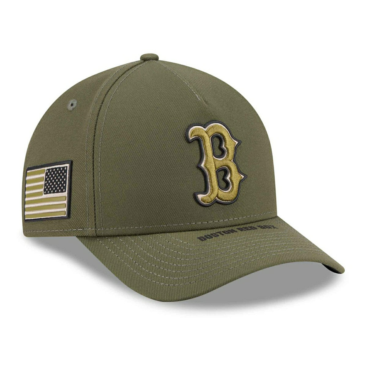 Boston Red Sox 2026 MLB Armed Forces 9FORTY M-Crown A-Frame Adjustable Cap Olive - Taass on sale