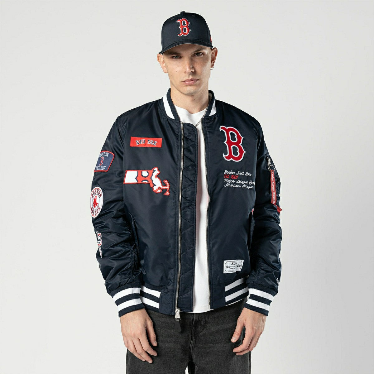 Boston Red Sox Alpha Industries MA-1 MLB Bomber Jacket Navy - Taass outlet