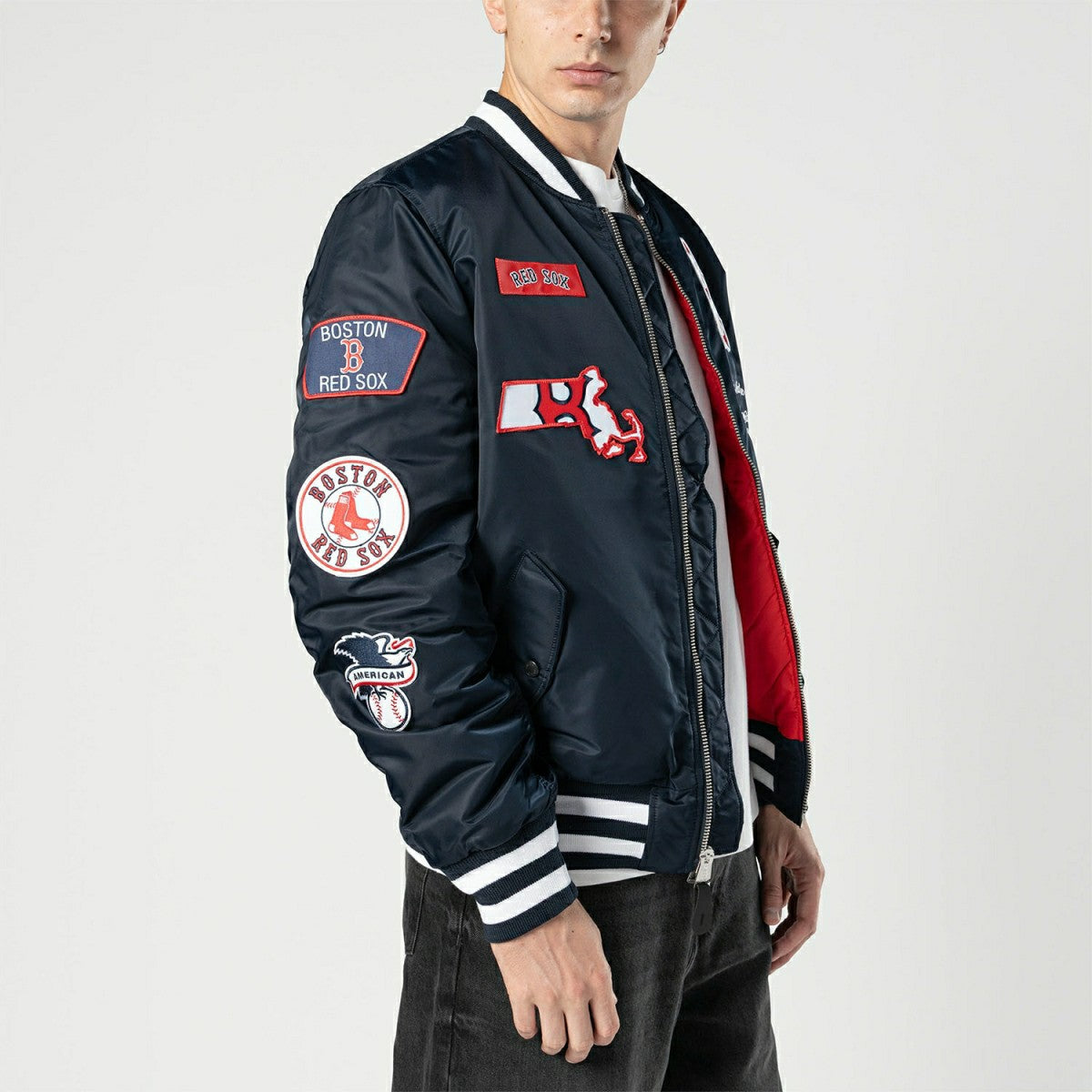 Boston Red Sox Alpha Industries MA-1 MLB Bomber Jacket Navy - Taass outlet