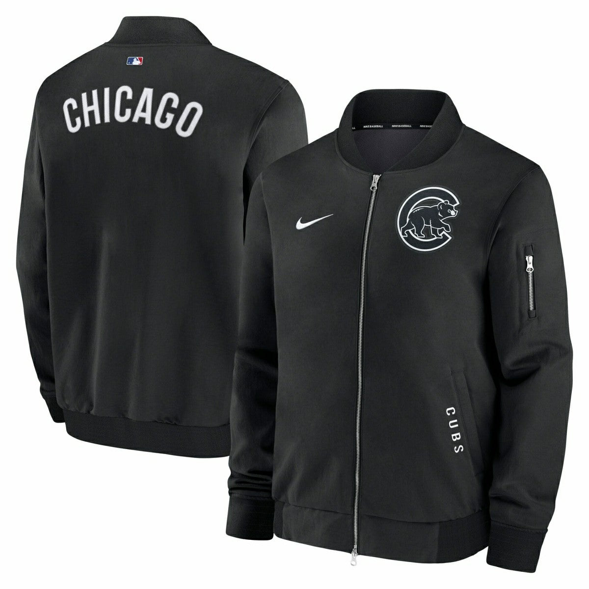Chicago Cubs 2026 MLB Authentic Dugout Bomber Jacket Black - Taass Online