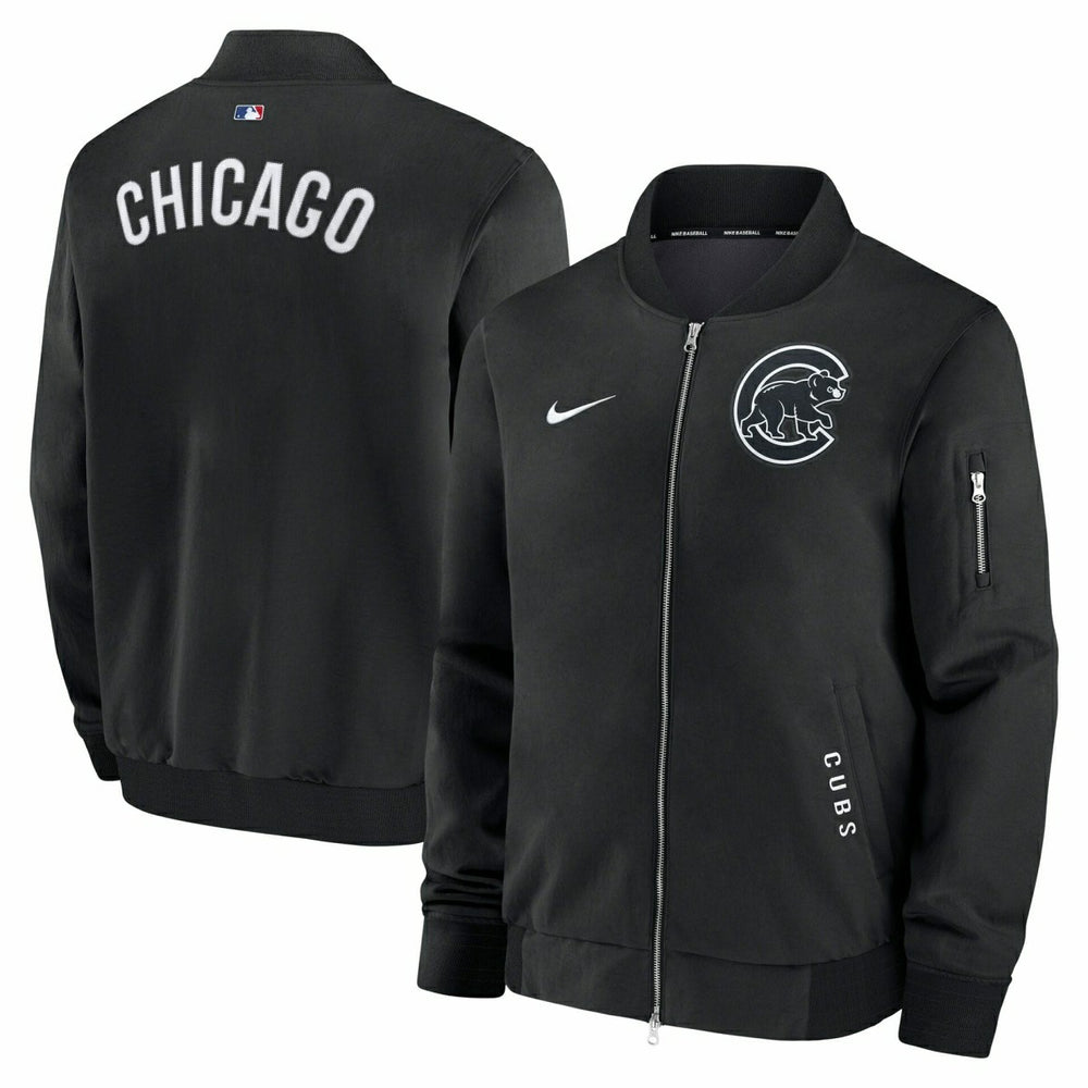 Chicago Cubs 2026 MLB Authentic Dugout Bomber Jacket Black - Taass Online