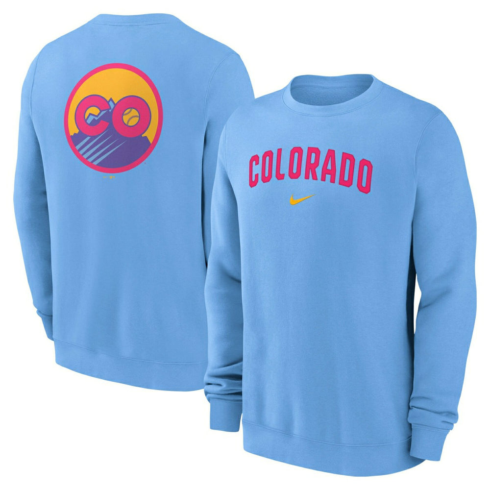 Colorado Rockies City Connect 2-Hit Club Crew Pullover Blue - Taass Online