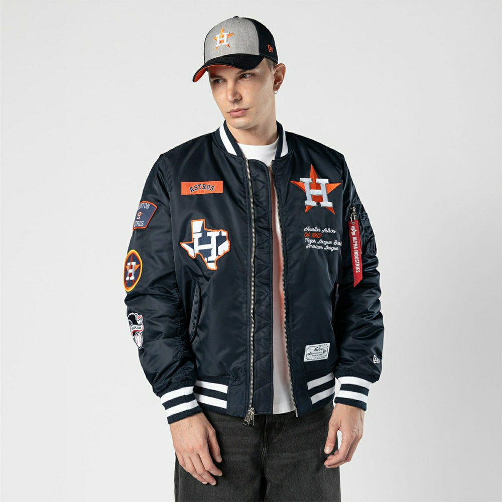Houston Astros Alpha Industries MA-1 MLB Bomber Jacket Navy - Taass sale