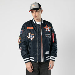 Houston Astros Alpha Industries MA-1 MLB Bomber Jacket Navy - Taass sale