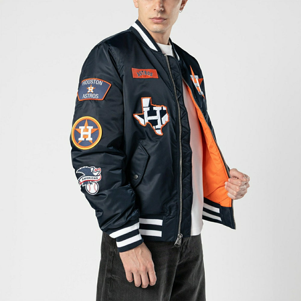 Houston Astros Alpha Industries MA-1 MLB Bomber Jacket Navy - Taass sale