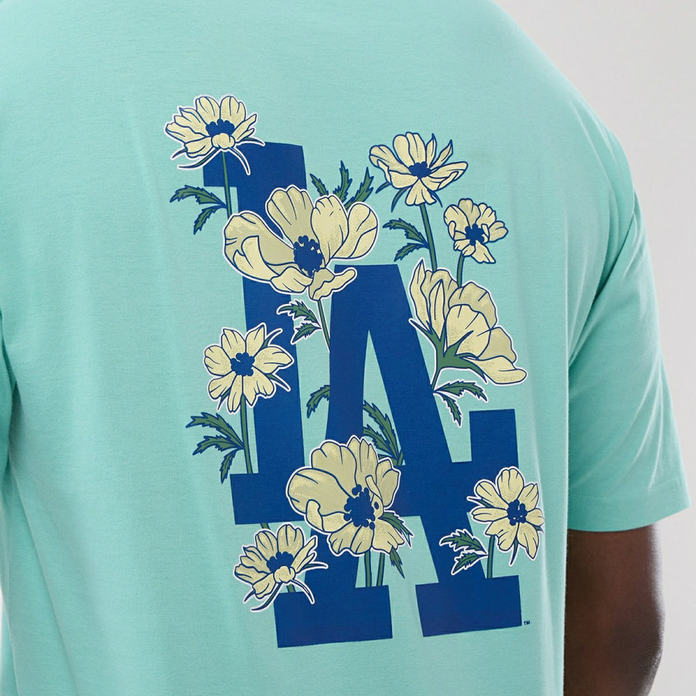 Los Angeles Dodgers Floral MLB T-Shirt Teal - Taass on sale