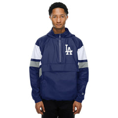 Los Angeles Dodgers MLB Quarter Zip Windbreaker Jacket Blue - Taass on sale