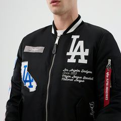 Los Angeles Dodgers Alpha Industries MA-1 MLB Bomber Jacket Black - Taass for sale