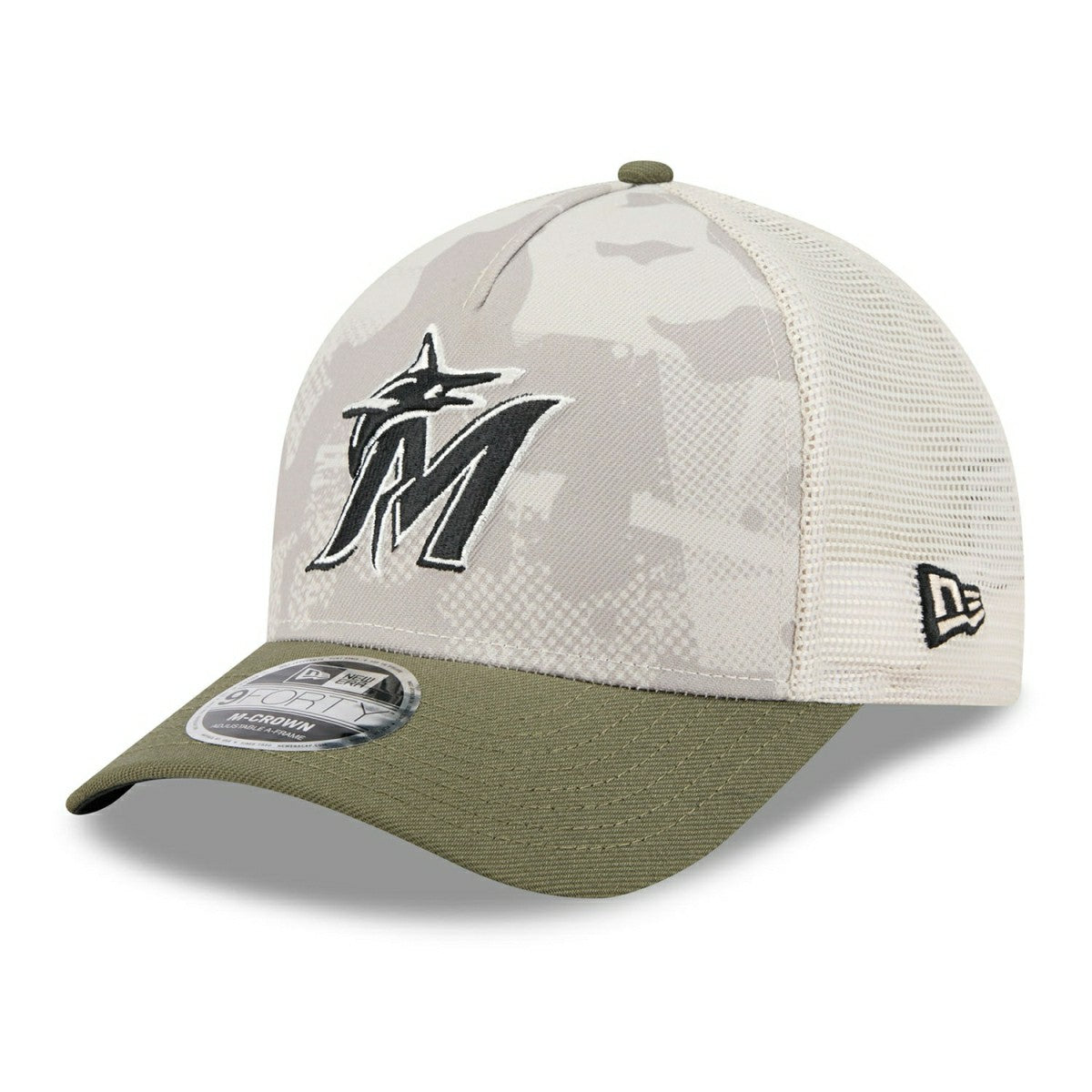 Miami Marlins 2025 MLB Armed Forces 9FORTY M-Crown A-Frame Snapback Cap - Taass for sale