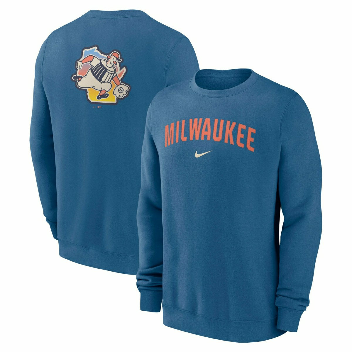 Milwaukee Brewers City Connect 2-Hit Club Crew Pullover Blue - Taass on sale