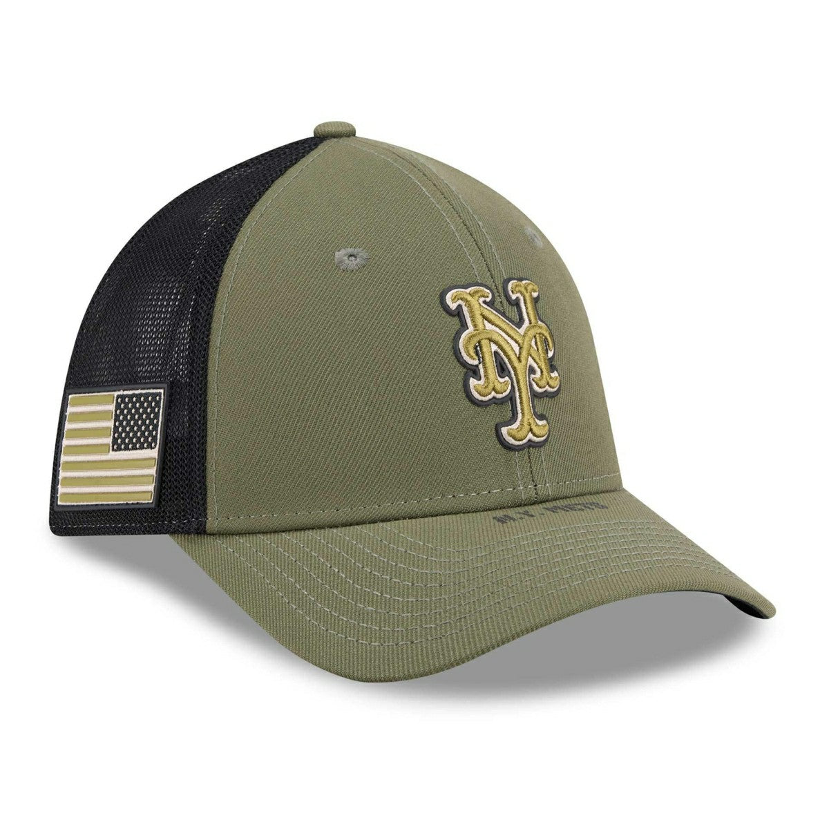 New York Mets 2026 MLB Armed Forces 39THIRTY M-Crown Flex Cap Olive - Taass sale