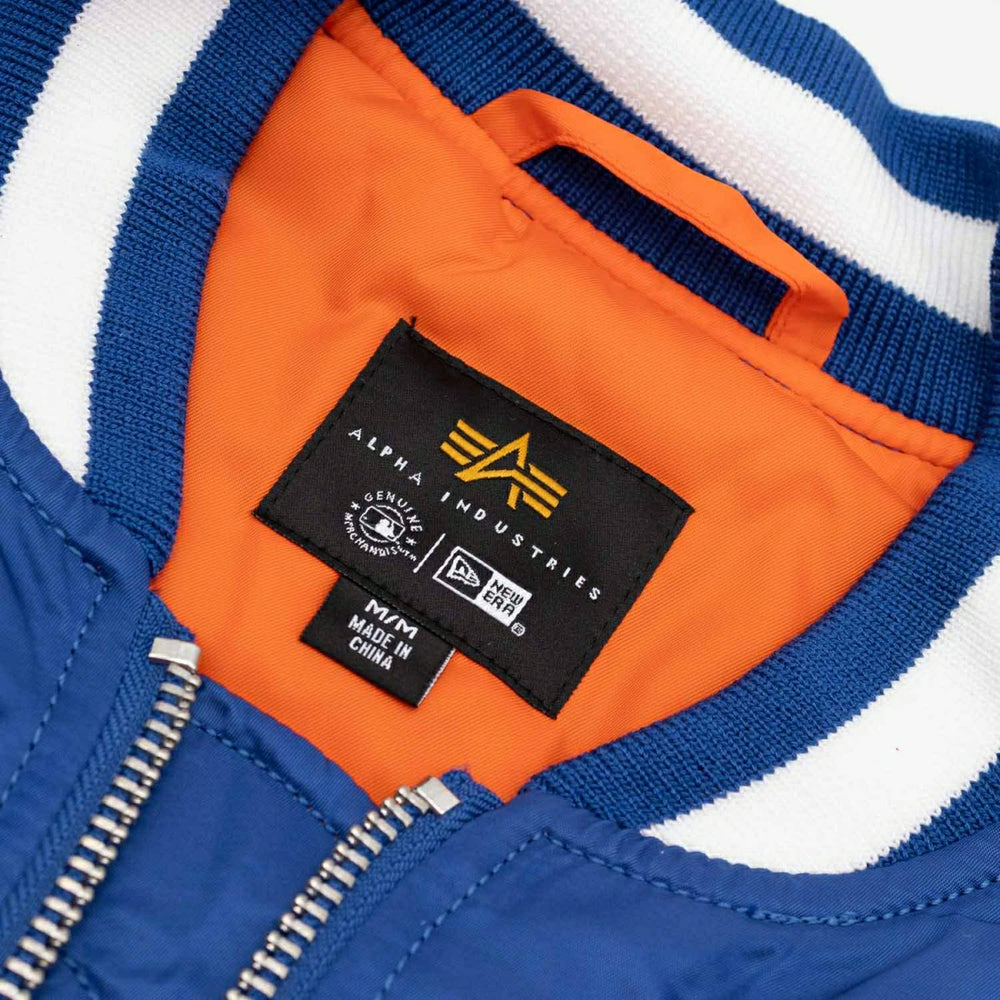 New York Mets Alpha Industries MA-1 MLB Bomber Jacket Blue - Taass sale