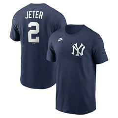 Derek Jeter #2 New York Yankees Cooperstown MLB T-Shirt Navy - Taass US