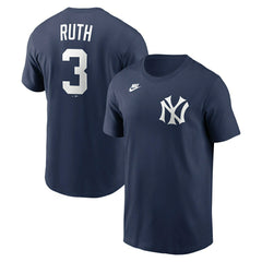 Babe Ruth #3 New York Yankees Cooperstown MLB T-Shirt Navy - Taass on sale