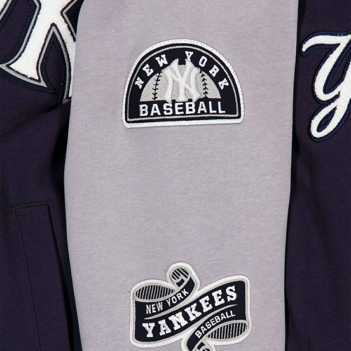 New York Yankees Full Snap Patch Jacket Navy/Gray - Taass Online