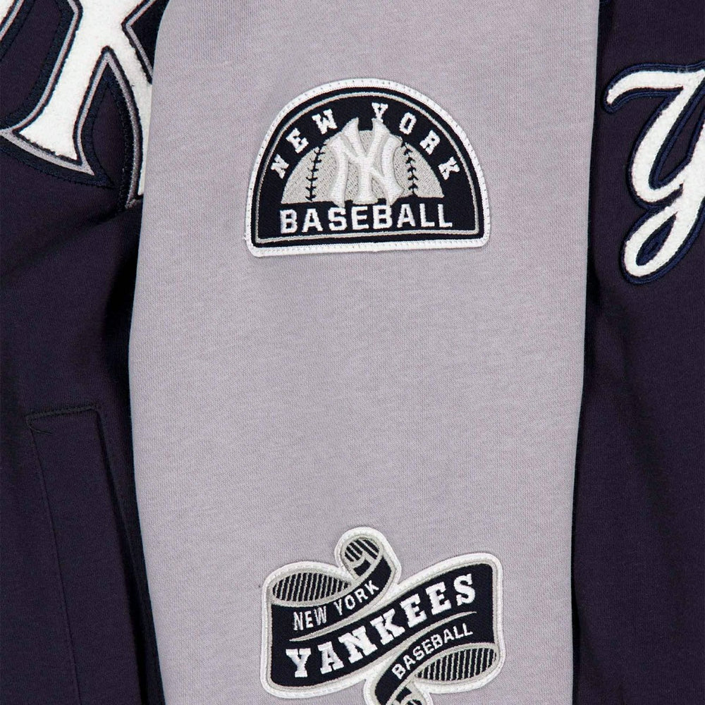 New York Yankees Full Snap Patch Jacket Navy/Gray - Taass Online