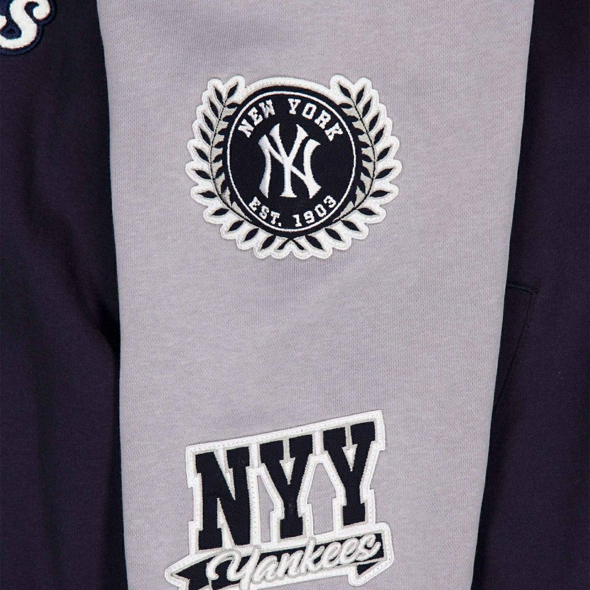 New York Yankees Full Snap Patch Jacket Navy/Gray - Taass Online