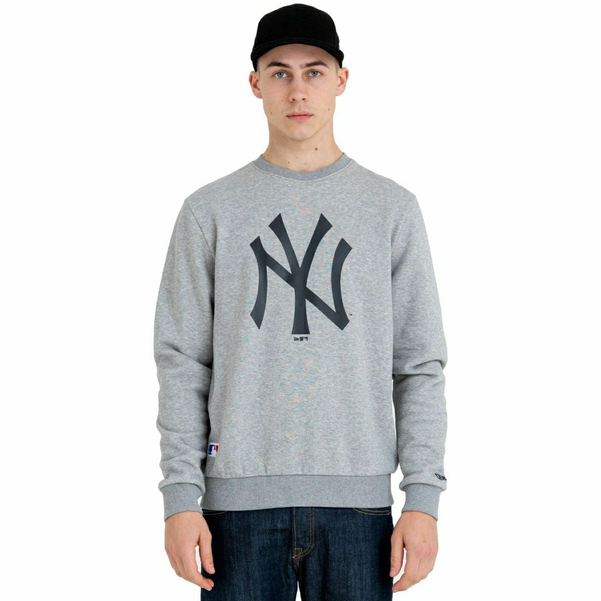 New York Yankees Logo Crewneck MLB Sweatshirt Grey - Taass for sale
