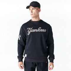 New York Yankees Tartan Infill MLB Crewneck Sweater Black - Taass Online
