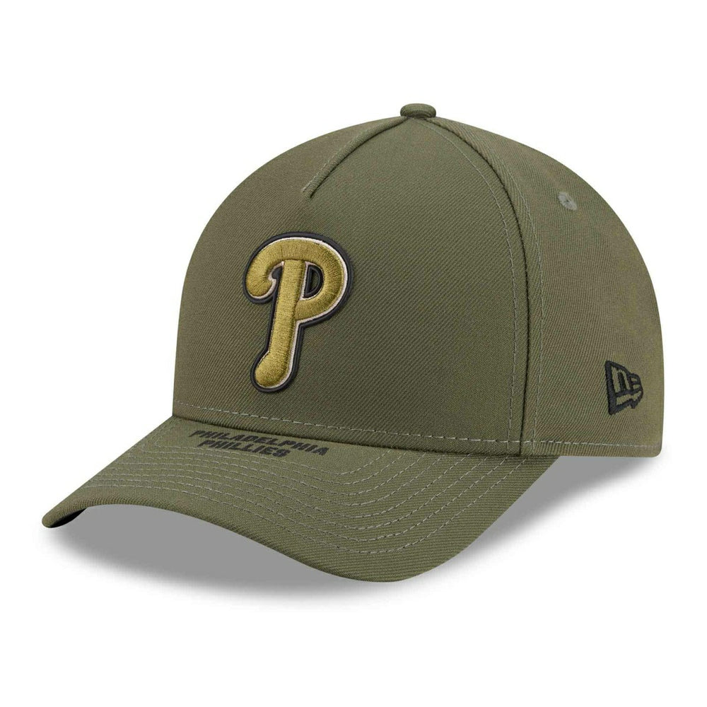 Philadelphia Phillies 2026 MLB Armed Forces 9FORTY M-Crown A-Frame Adjustable Cap Olive - Taass for sale