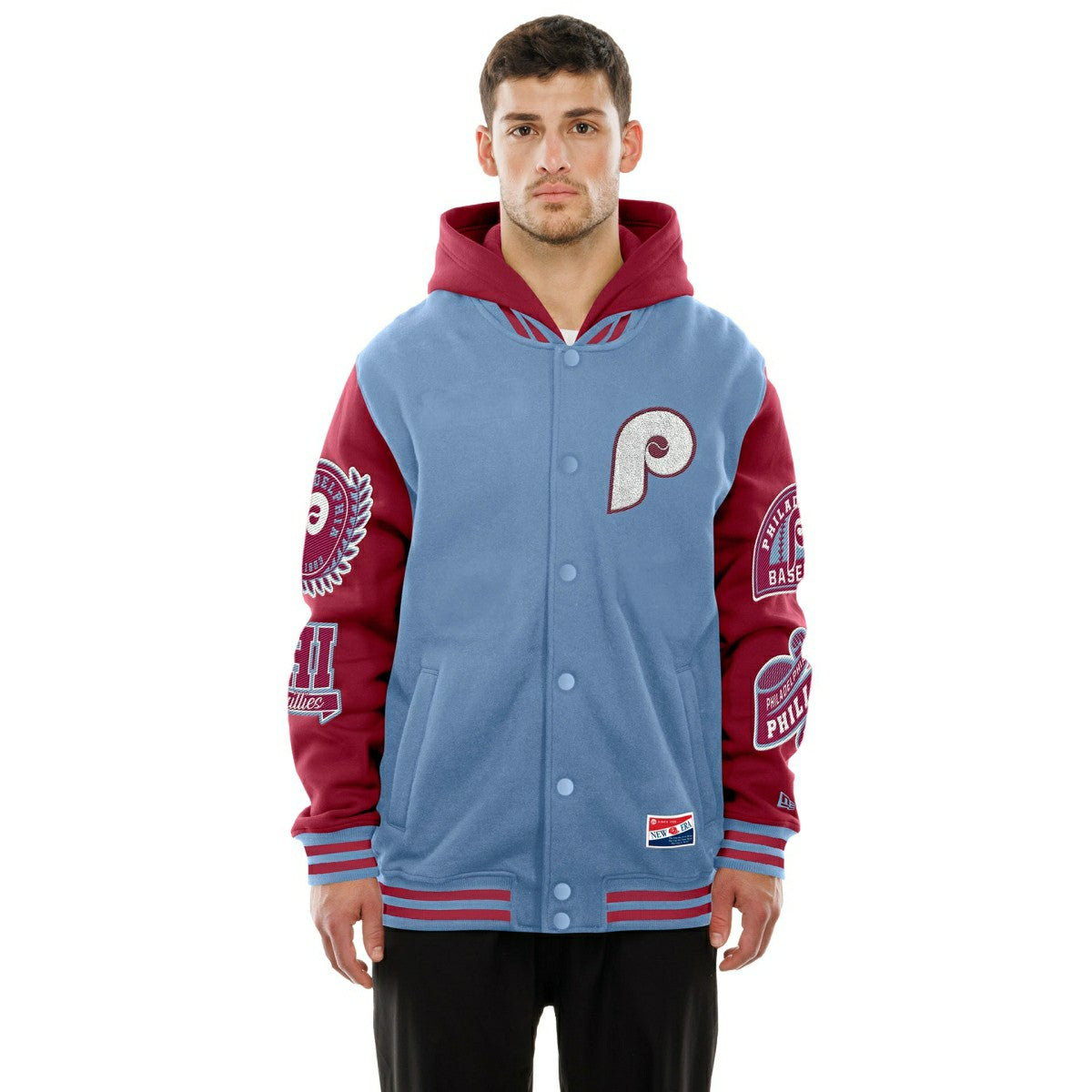 Philadelphia Phillies Cooperstown Full Snap Patch Jacket Blue/Red - Taass US
