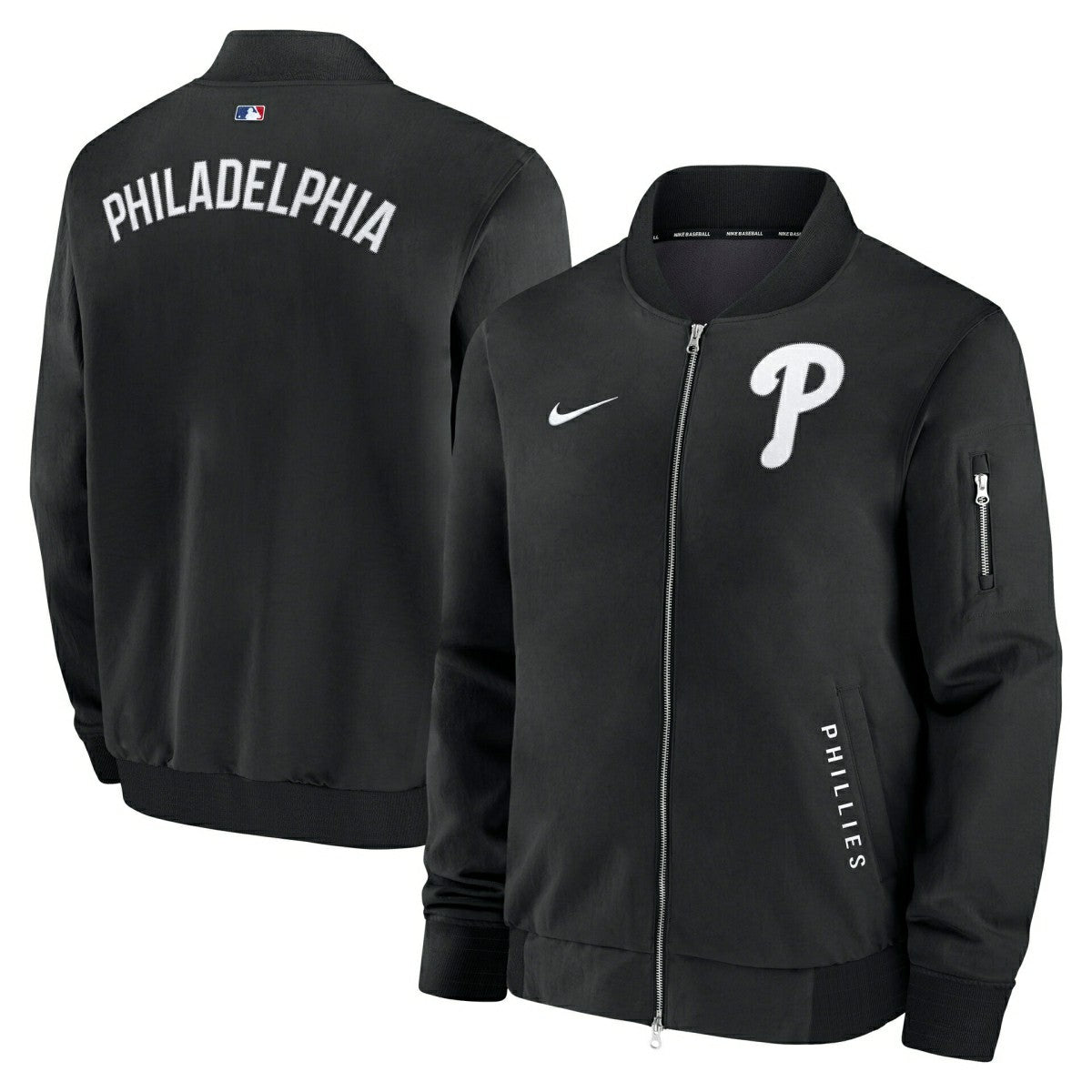 Philadelphia Phillies 2026 MLB Authentic Dugout Bomber Jacket Black - Taass Online