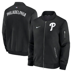 Philadelphia Phillies 2026 MLB Authentic Dugout Bomber Jacket Black - Taass Online