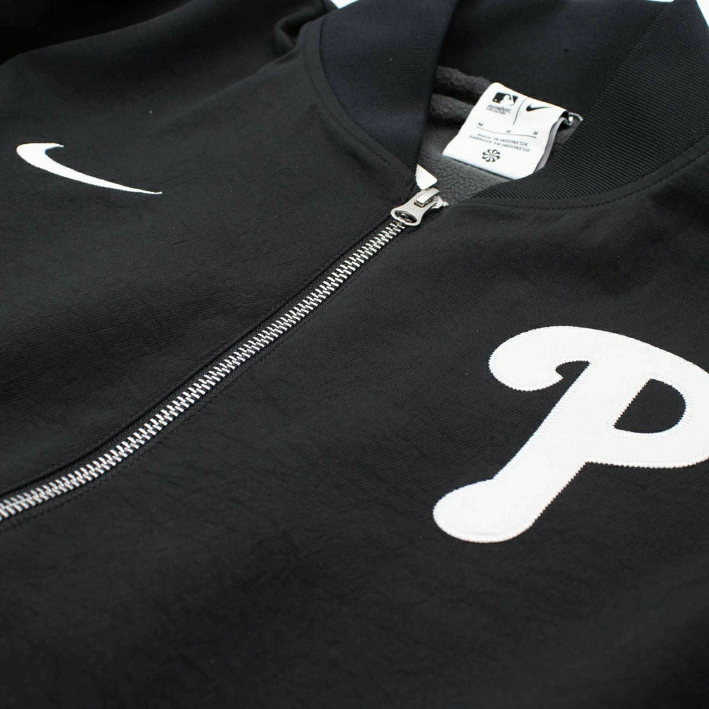 Philadelphia Phillies 2026 MLB Authentic Dugout Bomber Jacket Black - Taass Online
