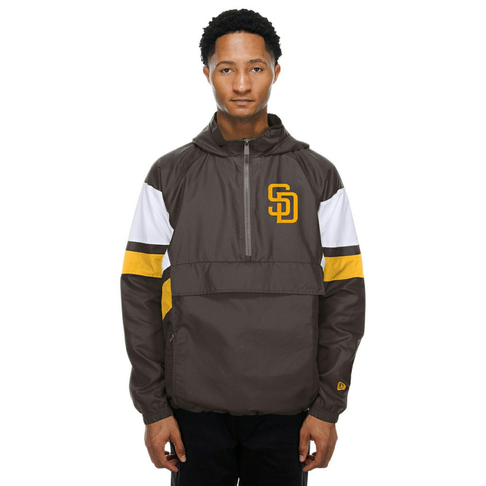 San Diego Padres MLB Quarter Zip Windbreaker Jacket Brown - Taass discount