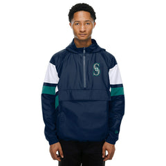 Seattle Mariners MLB Quarter Zip Windbreaker Jacket Navy - Taass outlet