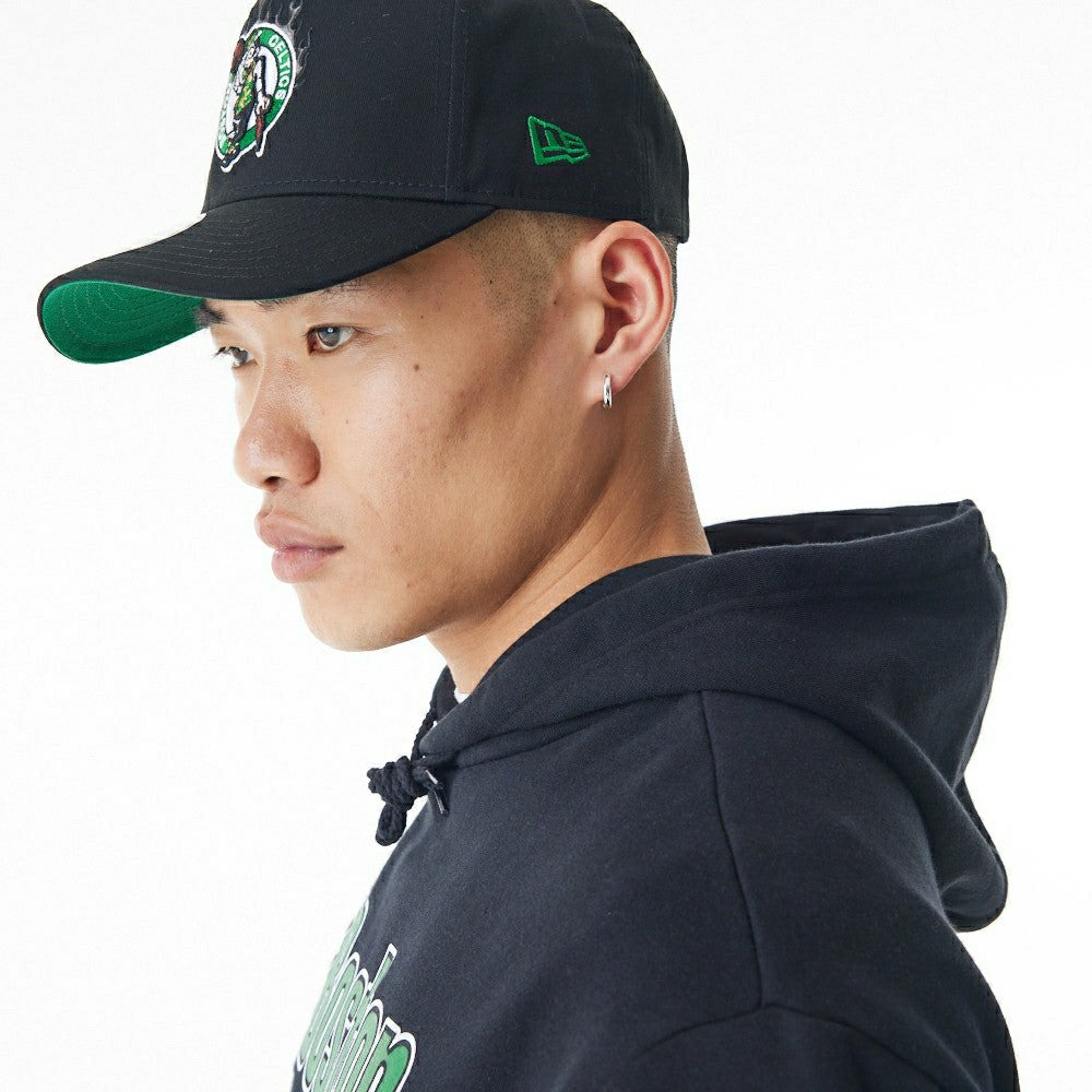 Boston Celtics Flame Print New Era Oversized NBA Hoodie Black - Taass outlet
