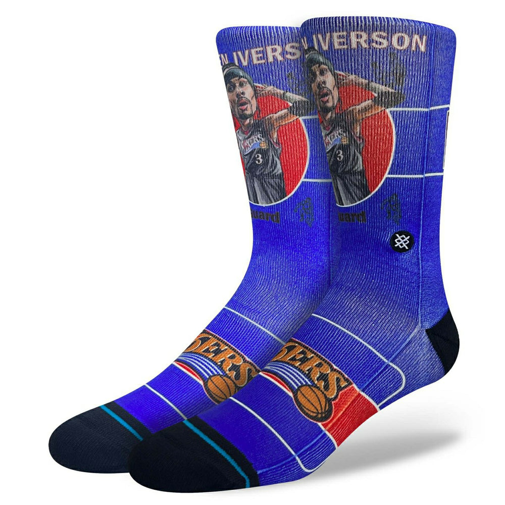 Allen Iverson Philadelphia 76ers Big Head Stance Crew Socks - Taass outlet