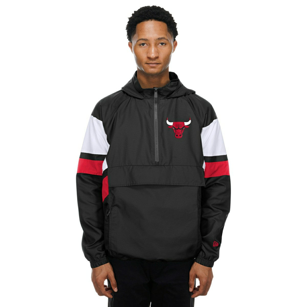 Chicago Bulls NBA Quarter Zip Windbreaker Jacket Black - Taass US