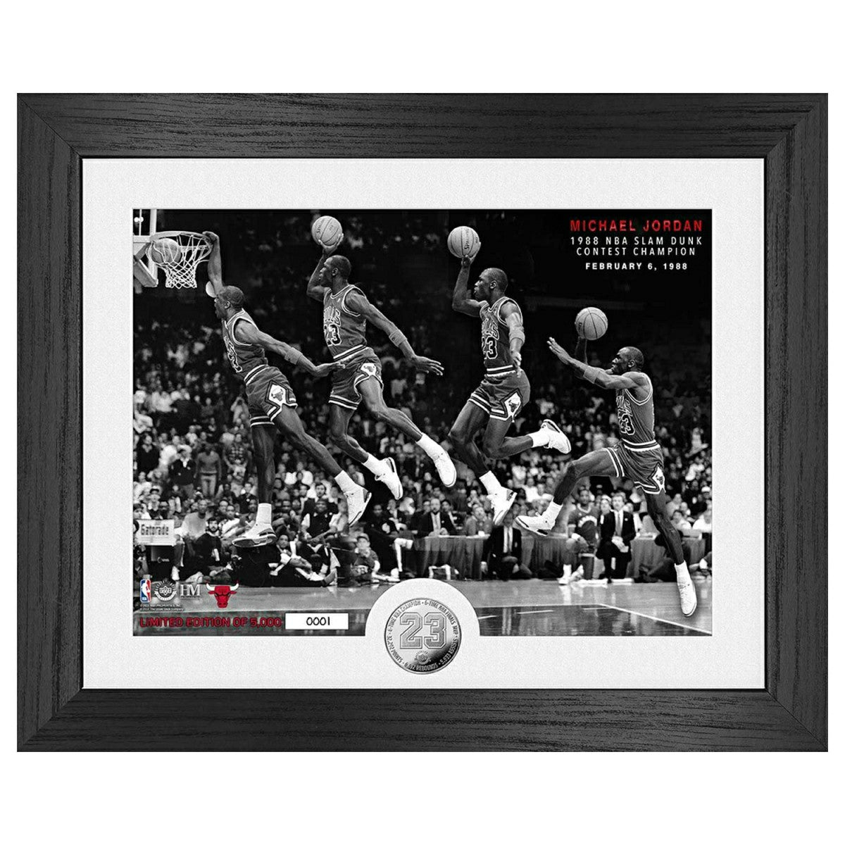 Michael Jordan 1988 NBA Slam Dunk Champion Silver Coin Framed NBA Photo - Taass sale