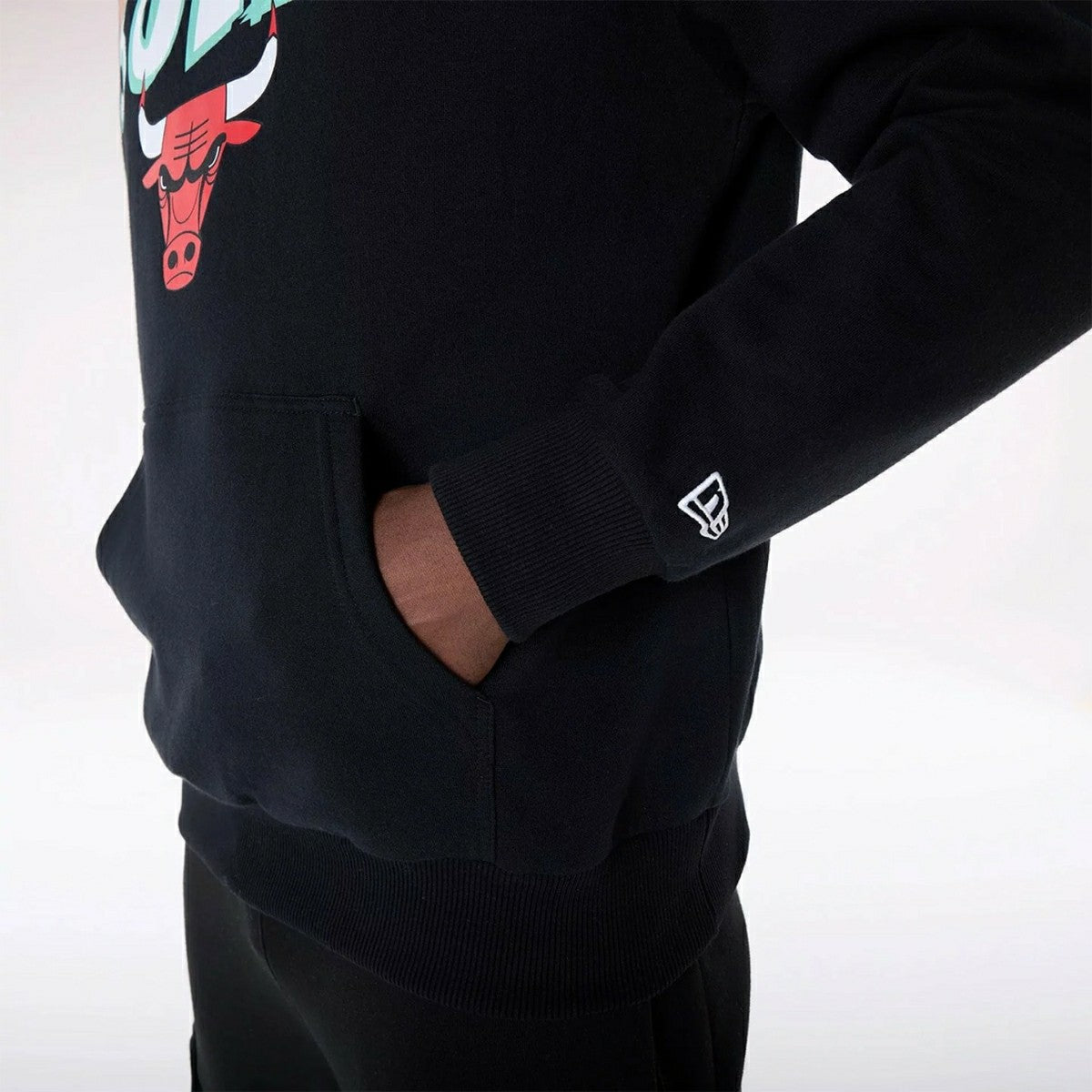 Chicago Bulls Block Graphic New Era Oversized NBA Hoodie Black - Taass discount