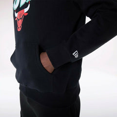 Chicago Bulls Block Graphic New Era Oversized NBA Hoodie Black - Taass discount