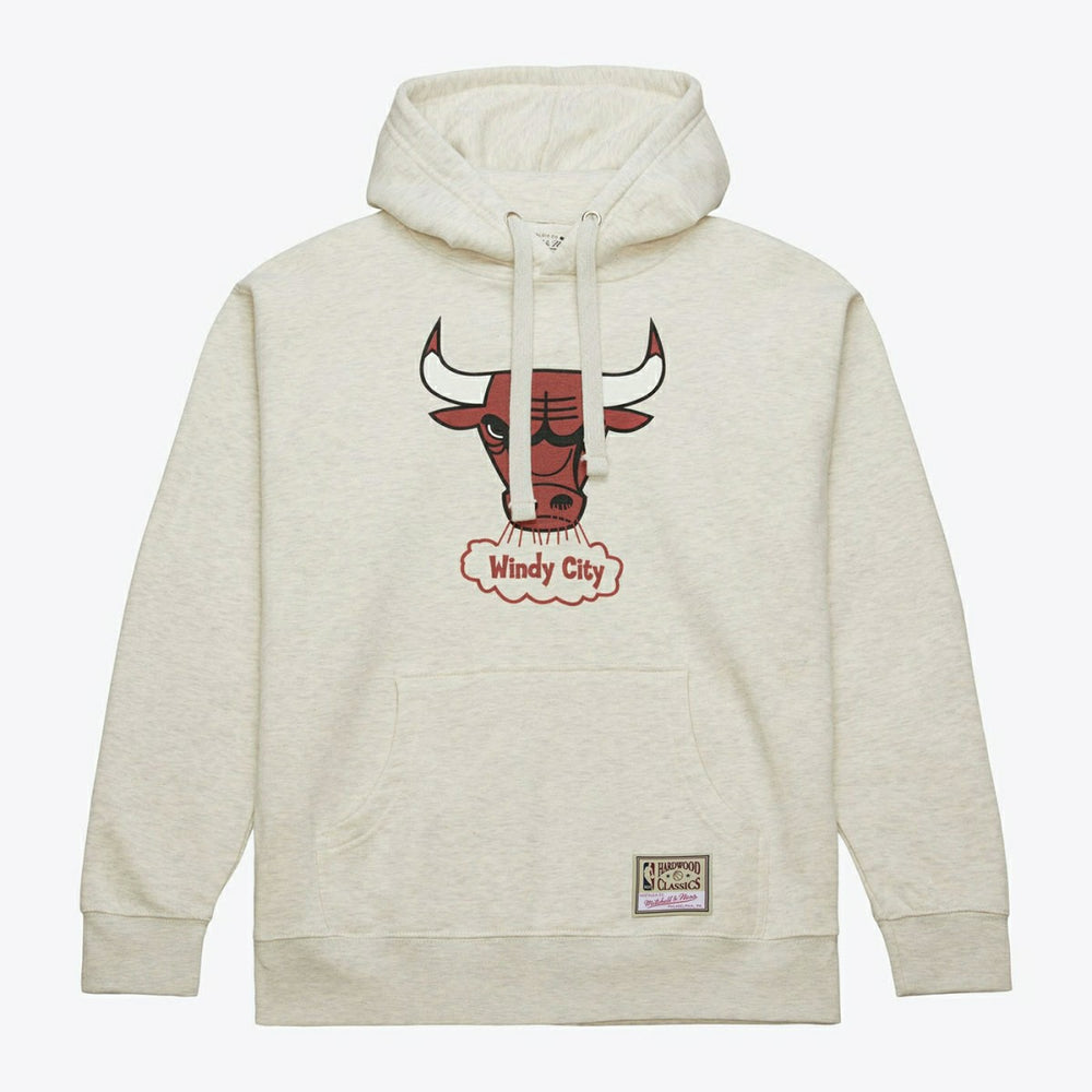 Chicago Bulls Slammin Mitchell & Ness NBA Hoodie Oatmeal Heather - Taass on sale