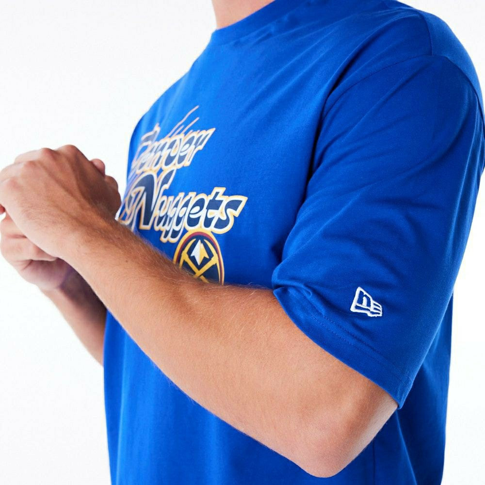 Denver Nuggets Script New Era Oversized NBA T-Shirt Blue - Taass Online