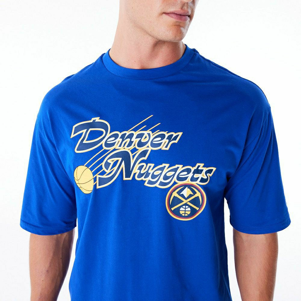 Denver Nuggets Script New Era Oversized NBA T-Shirt Blue - Taass Online