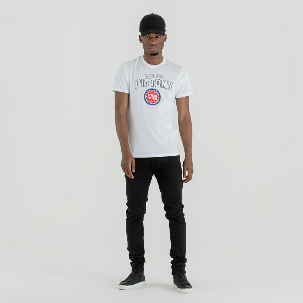 Detroit Pistons Team Logo New Era NBA T-Shirt White - Taass US