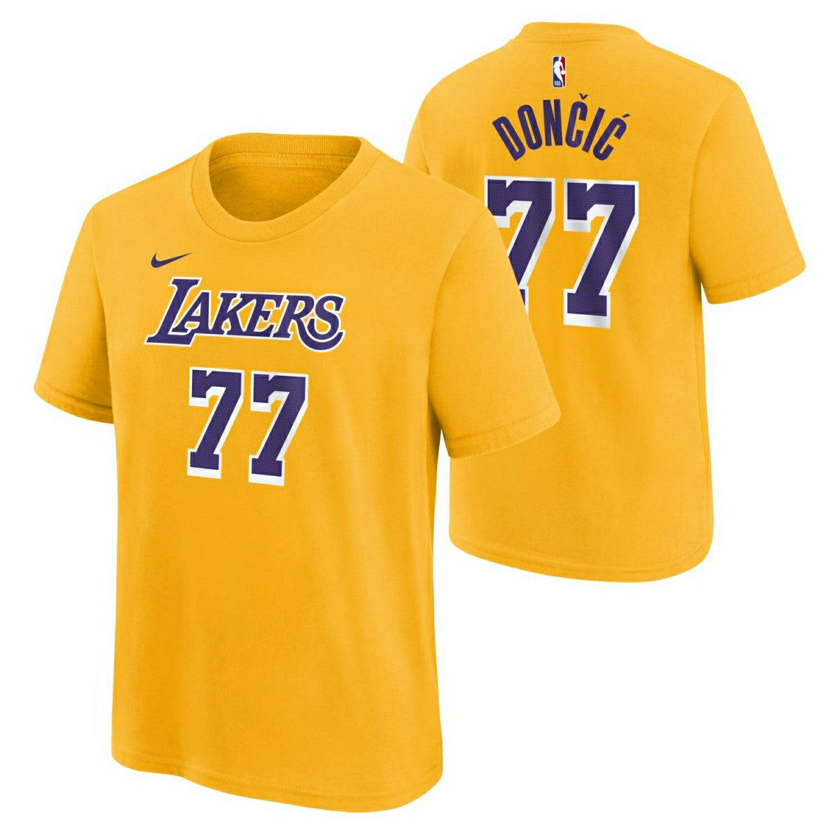 Luka Doncic #77 Los Angeles Lakers Nike Player NBA T-Shirt Yellow (YOUTH) - Taass Online