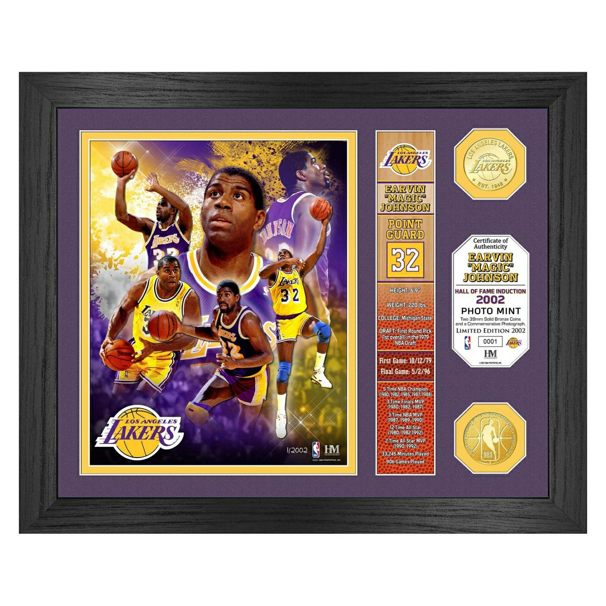 Magic Johnson Los Angeles Lakers Hall of Fame Banner NBA Photo Frame - Taass sale