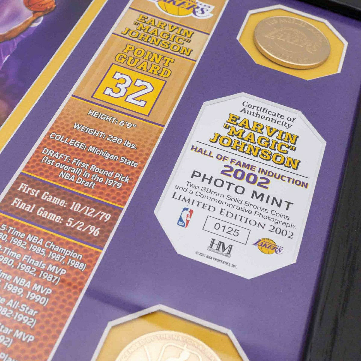 Magic Johnson Los Angeles Lakers Hall of Fame Banner NBA Photo Frame - Taass sale