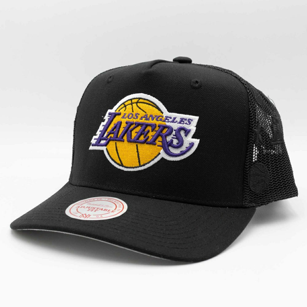 Los Angeles Lakers Mitchell & Ness Monogram NBA Trucker Cap Black - Taass Online