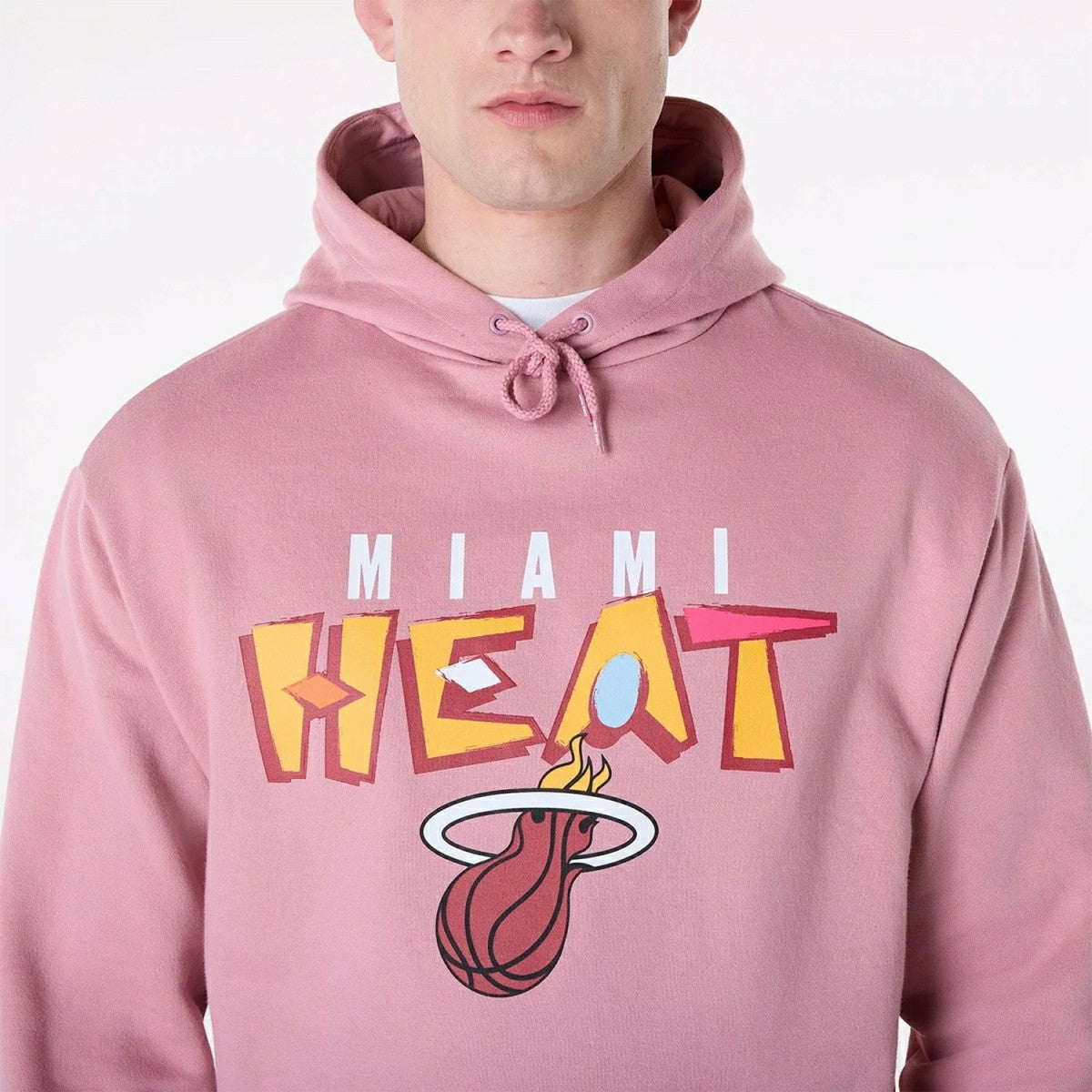 Miami Heat Block Graphic New Era Oversized NBA Hoodie Dark Pink - Taass discount