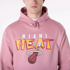 Miami Heat Block Graphic New Era Oversized NBA Hoodie Dark Pink - Taass discount