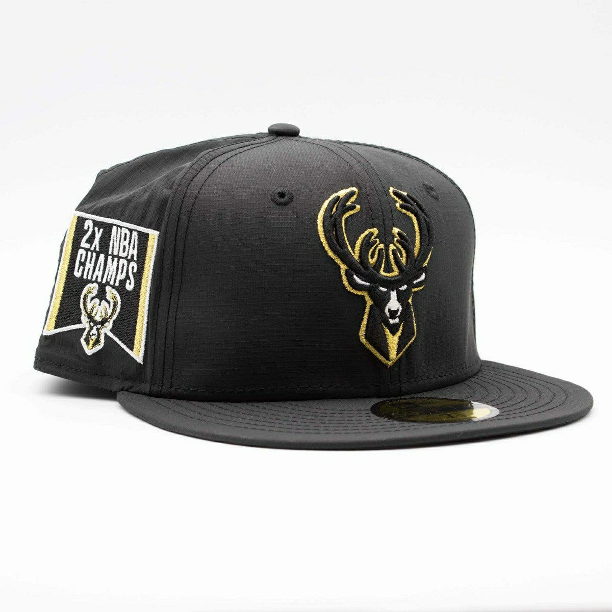 Milwaukee Bucks 2x NBA Champs Ripstop 59FIFTY Fitted Cap Black - Taass US
