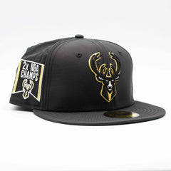 Milwaukee Bucks 2x NBA Champs Ripstop 59FIFTY Fitted Cap Black - Taass US