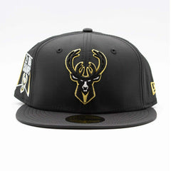 Milwaukee Bucks 2x NBA Champs Ripstop 59FIFTY Fitted Cap Black - Taass US
